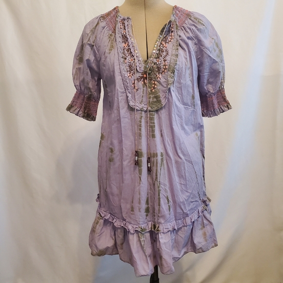 Chelsea & Violet Multicolor Tie Dye Dress XS Lace Embroidered ✨ EUC - Picture 1 of 8